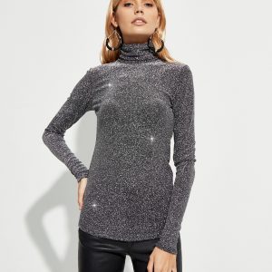 ISABEL MARANT - Metaliczny sweter z golfem