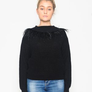 CRISTINAEFFE - Czarny sweter z piórami
