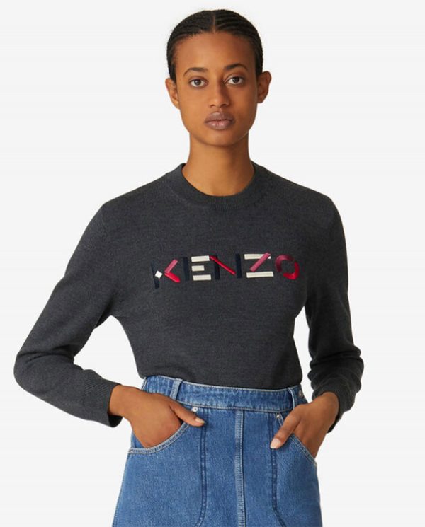 KENZO - Grafitowy sweter z logo