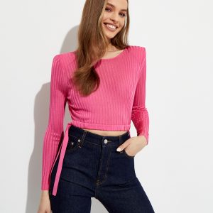 SELF PORTRAIT - Różowy krótki sweter