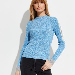 OFF-WHITE - Niebieski sweter z logo