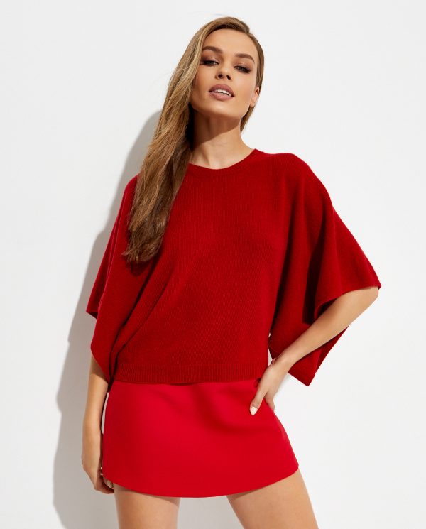 VALENTINO - Czerwony sweter z kaszmirem
