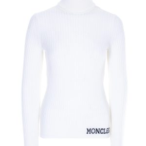 MONCLER - Biały sweter z golfem