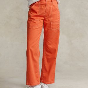 RALPH LAUREN - Pomarańczowe spodnie damskie Twill Utility