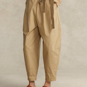 RALPH LAUREN - Bawełniane spodnie Oversize z paskiem