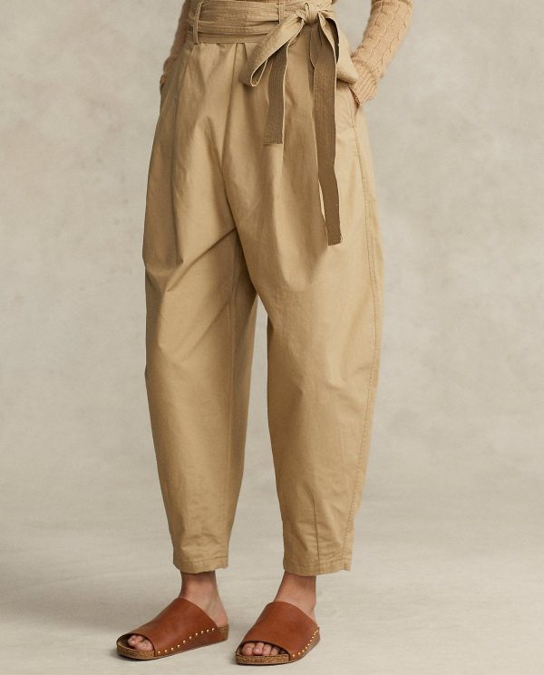 RALPH LAUREN - Bawełniane spodnie Oversize z paskiem