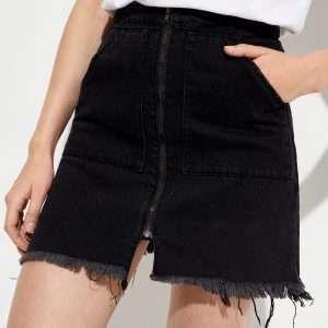 ONETEASPOON - Czarna jeansowa spódnica Vixen