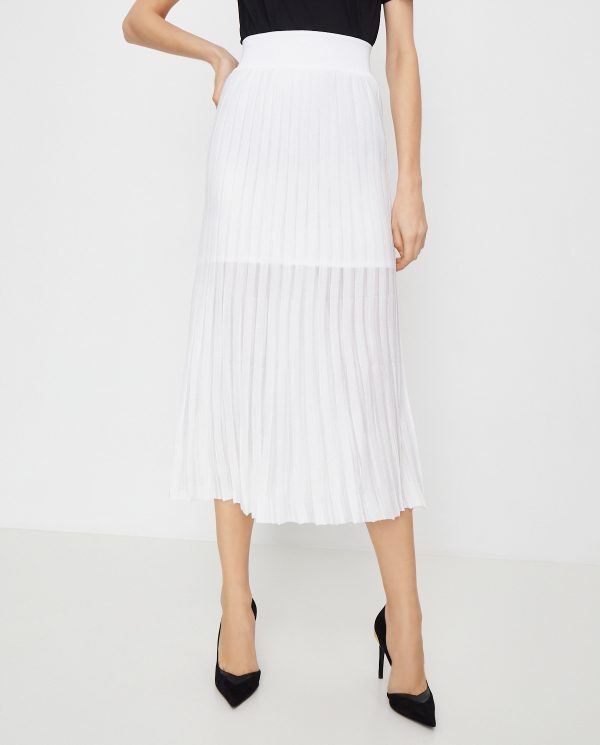 BALMAIN - Plisowana spódnica w kolorze białym
