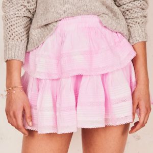 LOVE SHACK FANCY - Różowa spódnica mini