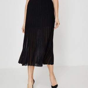 BALMAIN - Plisowana spódnica w kolorze czarnym