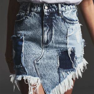 RETROFETE - Patchworkowa spódnica jeansowa Irene