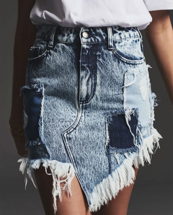 RETROFETE - Patchworkowa spódnica jeansowa Irene