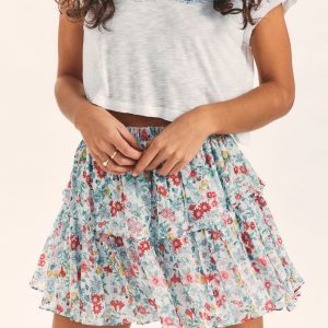 LOVE SHACK FANCY - Mini spódnica Ruffle w kwiatowy wzór