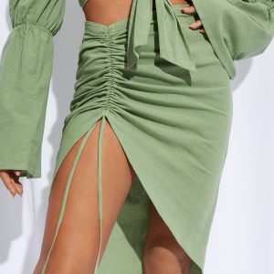 BANANHOT TEL AVIV - Zielona bawełniana spódnica