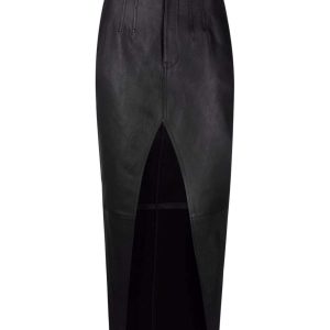 ALEXANDER WANG - Skórzana spódnica z jeansową wstawką