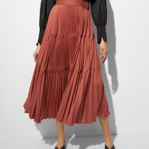 SFIZIO - Różowa plisowana spódnica z paskiem