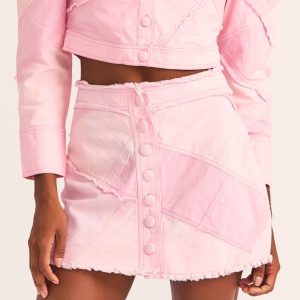 LOVE SHACK FANCY - Różowa spódnica mini Cayde