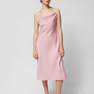 Sukienka midi z lyocellu - różowa
