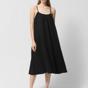 Sukienka oversize maxi z bawełnianego muślinu - czarna