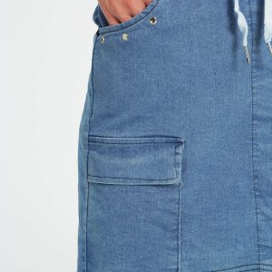 BAWEŁNIANA SPÓDNICA 141-6518 JEANS