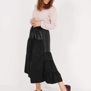 SPÓDNICA MIDI Z PASKIEM 59-805 NERO