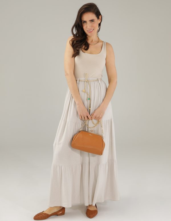 SPÓDNICA MAXI W PASKI 173-7382 BEIGE