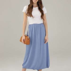 NIEBIESKA SPÓDNICA Z WISKOZY 145-21091 JEANS