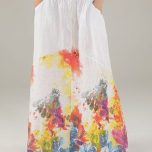 BIAŁA SPÓDNICA W KWIATY 277-5023 BIANCO