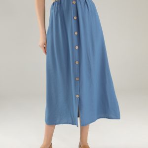 NIEBIESKA SPÓDNICA Z PASKIEM 225-23258 JEANS