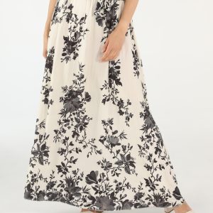 SPÓDNICA MAXI W KWIATY 197-5827 NERO