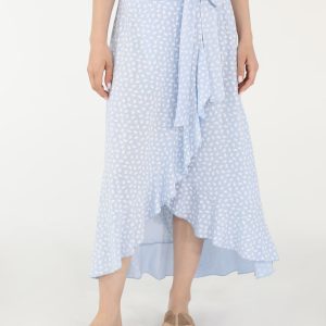 WZORZYSTA SPÓDNICA Z FALBANAMI 25338 CAMBRE BLU