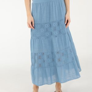 BAWEŁNIANA SPÓDNICA Z KORONKĄ 15-5716 JEANS