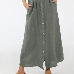 LNIANA SPÓDNICA MAXI 239-5354 MILITAR
