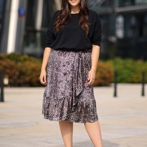 Welurowa spódnica Trini z falbanką XXL OVERSIZE JESIEŃ