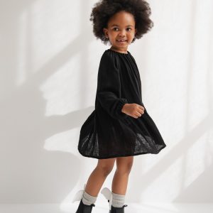 MINI Sukienka bambusowa w kolorze TOTALLY BLACK - ELENA-116-122 (6-7)