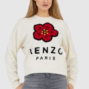 KENZO Kremowy sweter damski boke flower