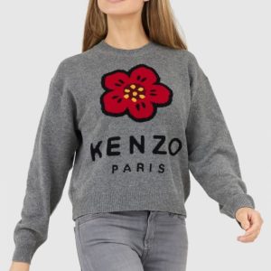 KENZO Szary sweter damski boke flower