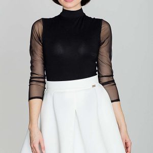 Ecru Rozkloszowana Mini Spódnica z Szeroką Plisą