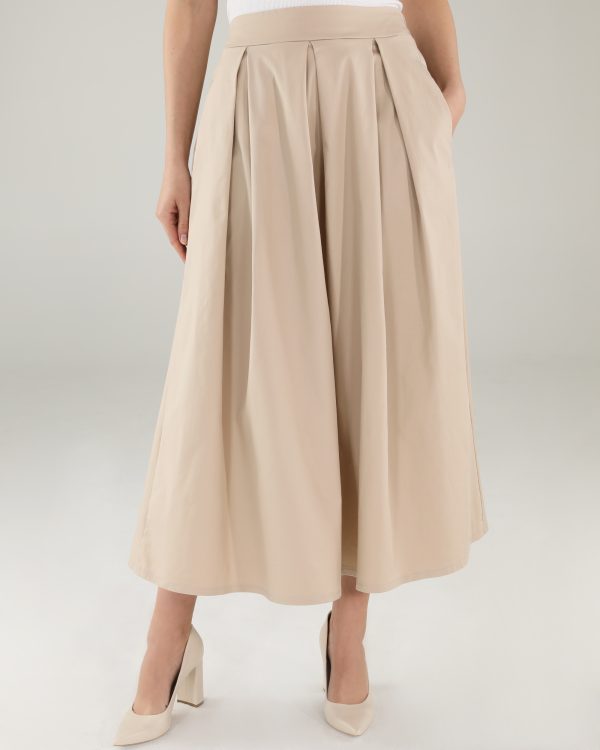 BEŻOWA SPÓDNICA Z BAWEŁNY 240-6276 BEIGE