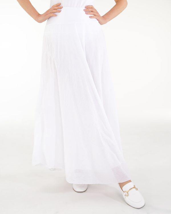 BAWEŁNIANA SPÓDNICA MAXI 145-24024 BIANCO