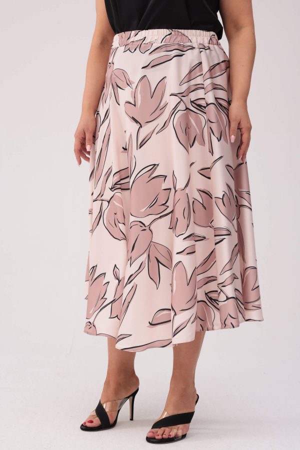 Spódnica Aurora - satynowy blask w odcieniach beżu PLUS SIZE XXL