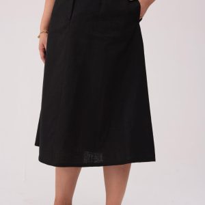 Czarna lniana spódnica Lena PLUS SIZE OVERSIZE XXL
