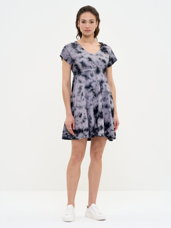 Sukienka damska mini tie-dye czarna Septa 906