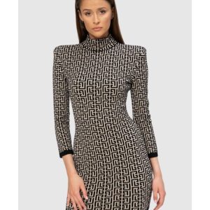 BALMAIN Sukienka w czarny monogram