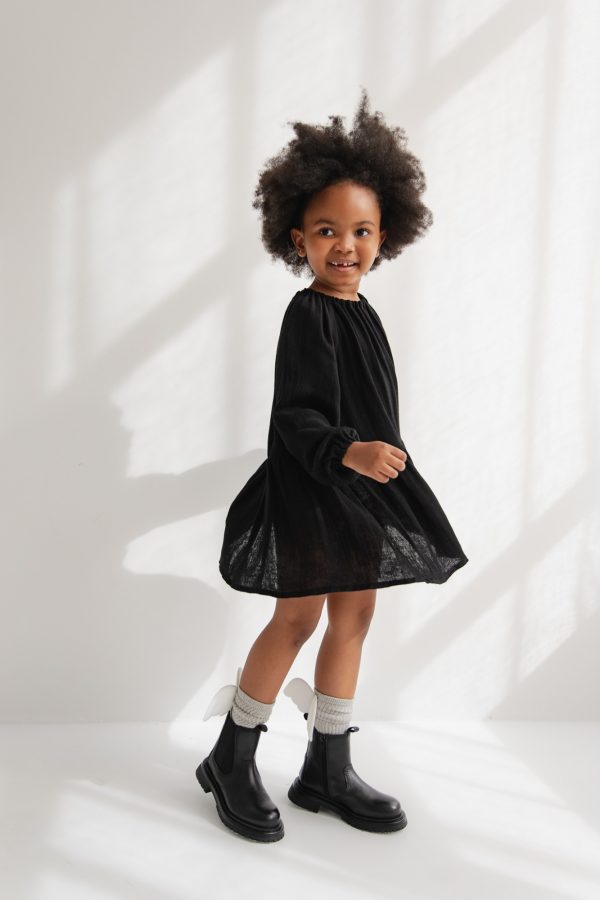 MINI Sukienka bambusowa w kolorze TOTALLY BLACK - ELENA-92-98 (2-3)
