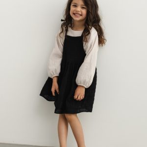 MINI sukienka bawełniana z kieszonką w kolorze TOTALLY BLACK - MIRABELL-92-98 (2-3)