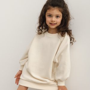 MINI sukienka/tunika z dzianiny w kolorze BRIGHT BEIGE -DEXTER-104-110 (4-5)