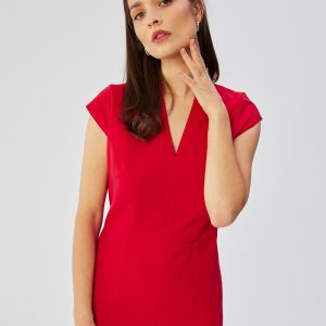 Elegancka sukienka ołówkowa midi czerwona