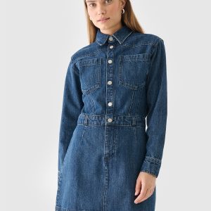 Sukienka jeansowa mini Outhorn - granatowa