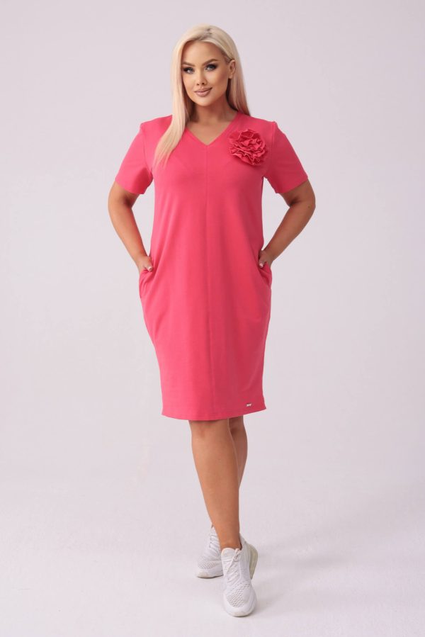 Koralowa sukienka Eloise - Casualowa Elegancja PLUS SIZE XXL LATO